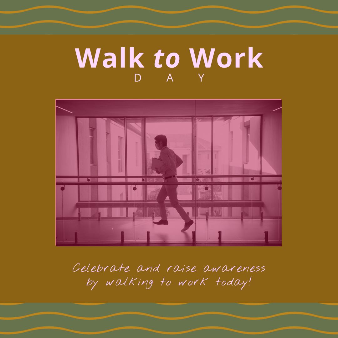 Walk to Work Day Campaign Awareness Poster with Professional in Office - Download Free Stock Templates Pikwizard.com