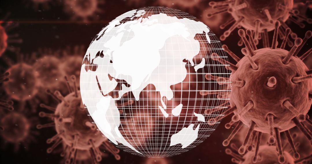 Digital World with Floating COVID-19 Cells