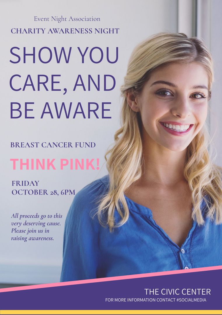 Charity Awareness Night Poster Promoting Breast Cancer Awareness - Download Free Stock Templates Pikwizard.com