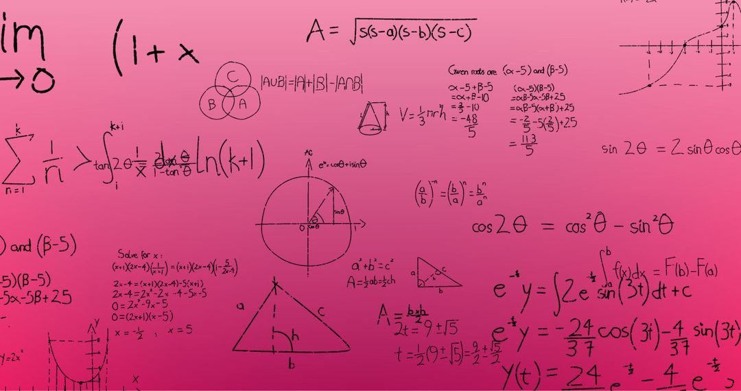 Abstract Mathematical Formulae on Pink Gradient Background