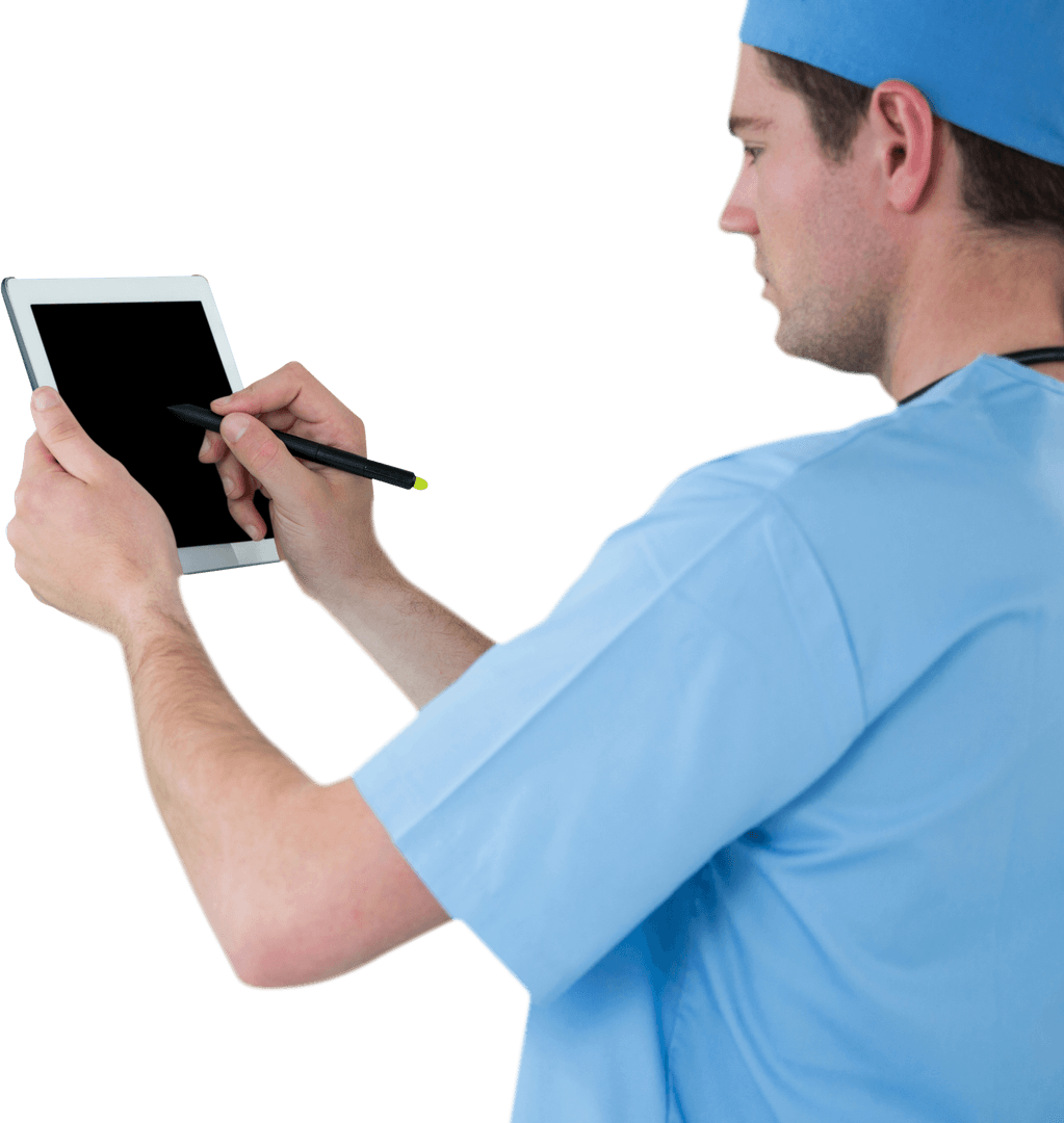 Surgeon Using Transparent Digital Tablet for Data Entry - Download Free Stock Images Pikwizard.com