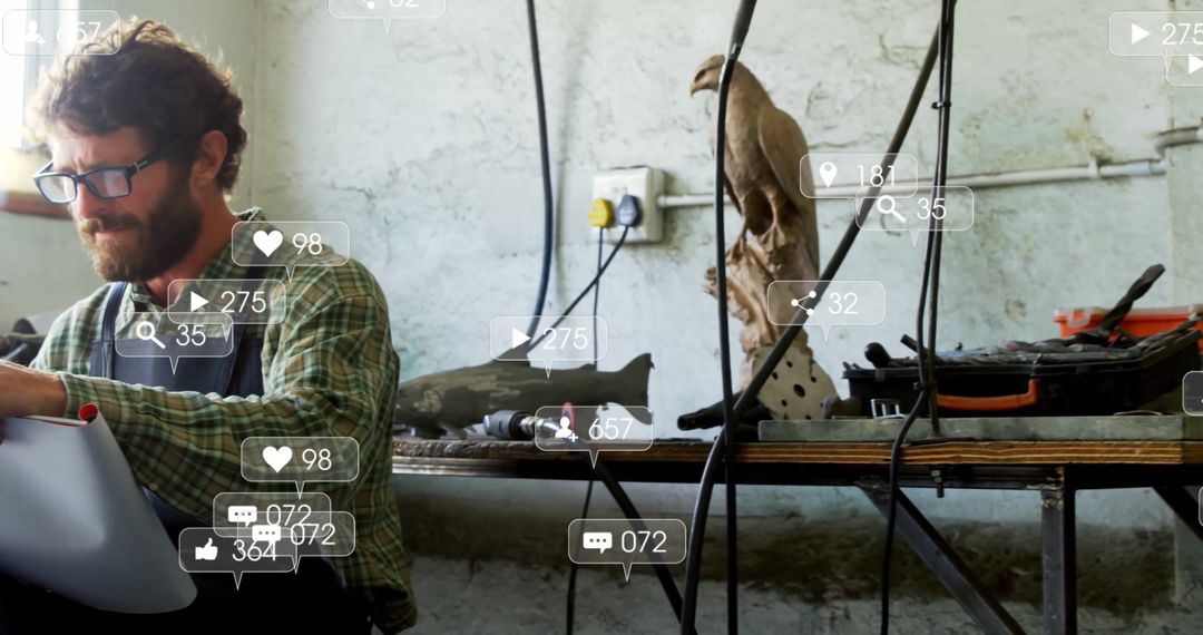 Artisan Using Tools in Workshop for Precision Crafting Creativity