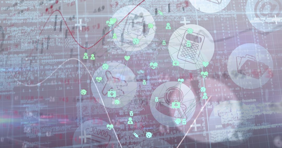 Digital Graph with Icons and Data Overlay on Technology Screen