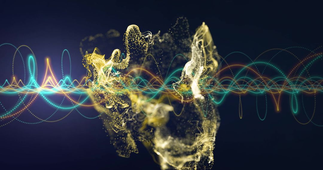 Abstract Digital Network with Connected Lines and Waves