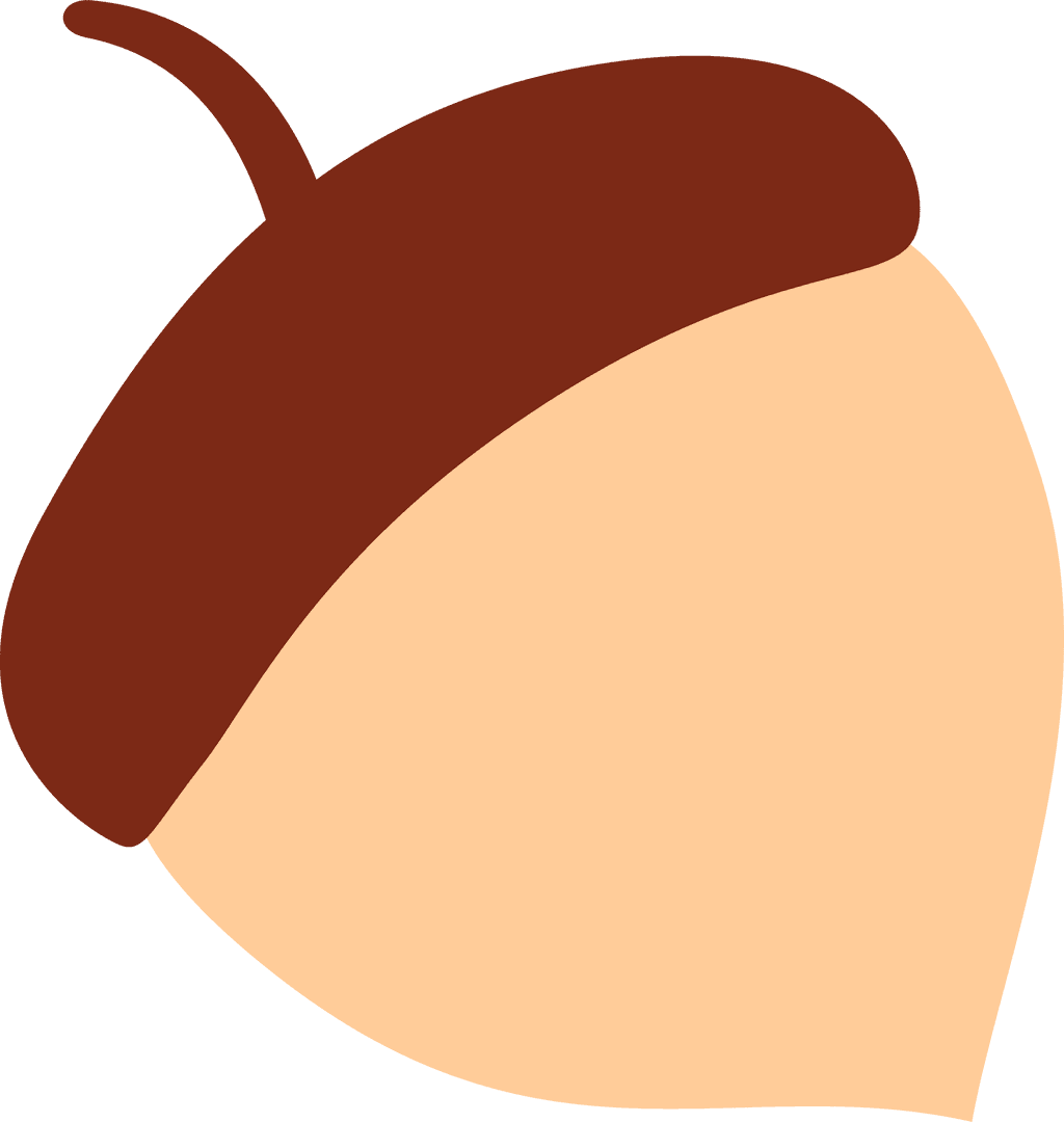 Stylized Acorn Icon with Brown Cap on Transparent Background