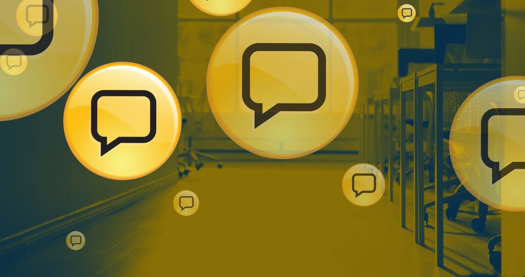 Digital Networking Icons with Office Background