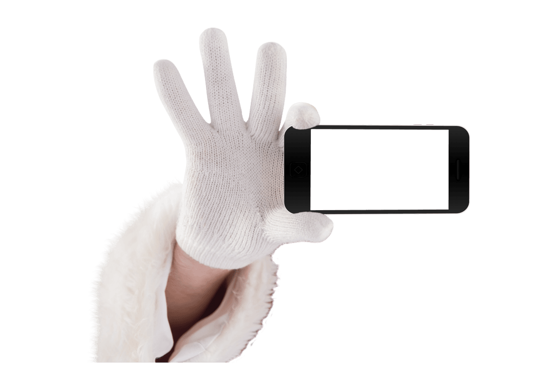 Entering VR World: Hand Holding Digital Smartphone on Transparent Canvas