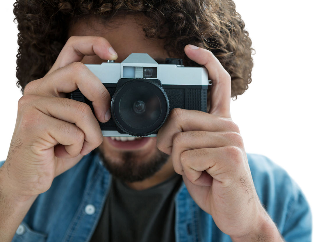 Transparent Close-Up of Male Photographer with Retro Film Camera - Download Free Stock Images Pikwizard.com