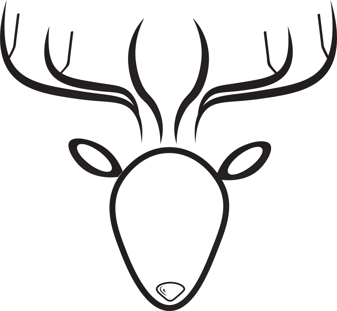 Stylized Reindeer Illustration with Antlers on Transparent Background