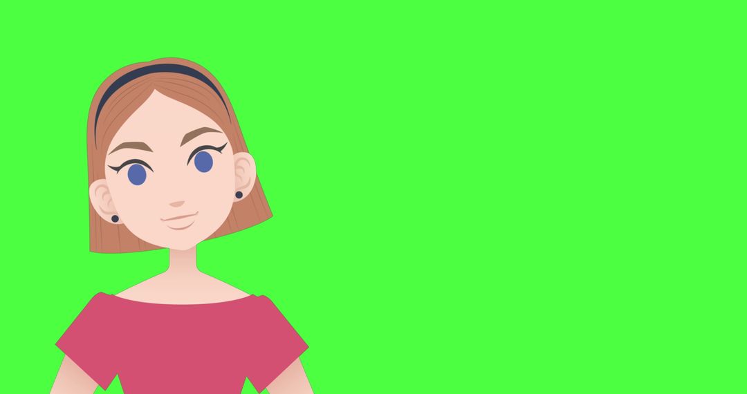 Animated woman gesture on green screen illustration