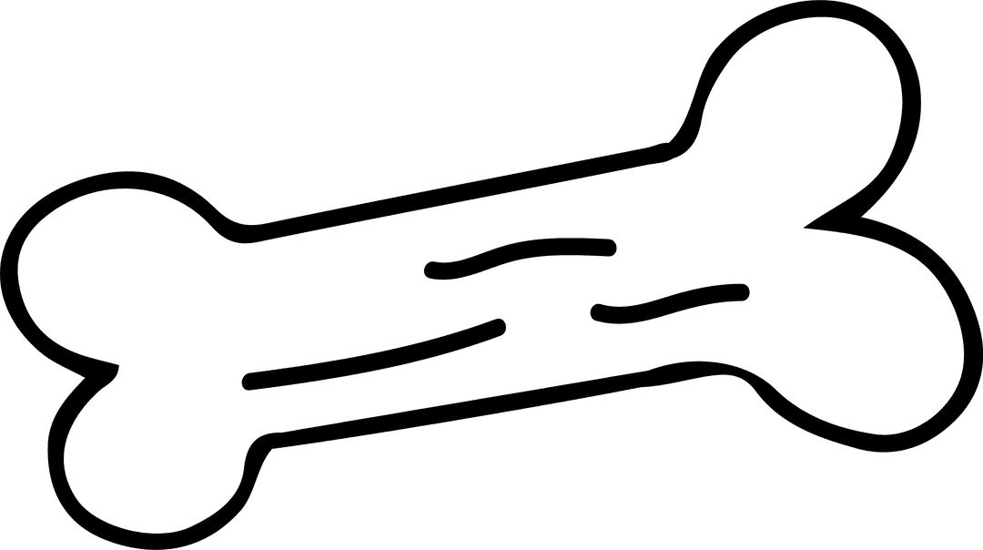 Dog Bone Outline Illustration on Transparent Background