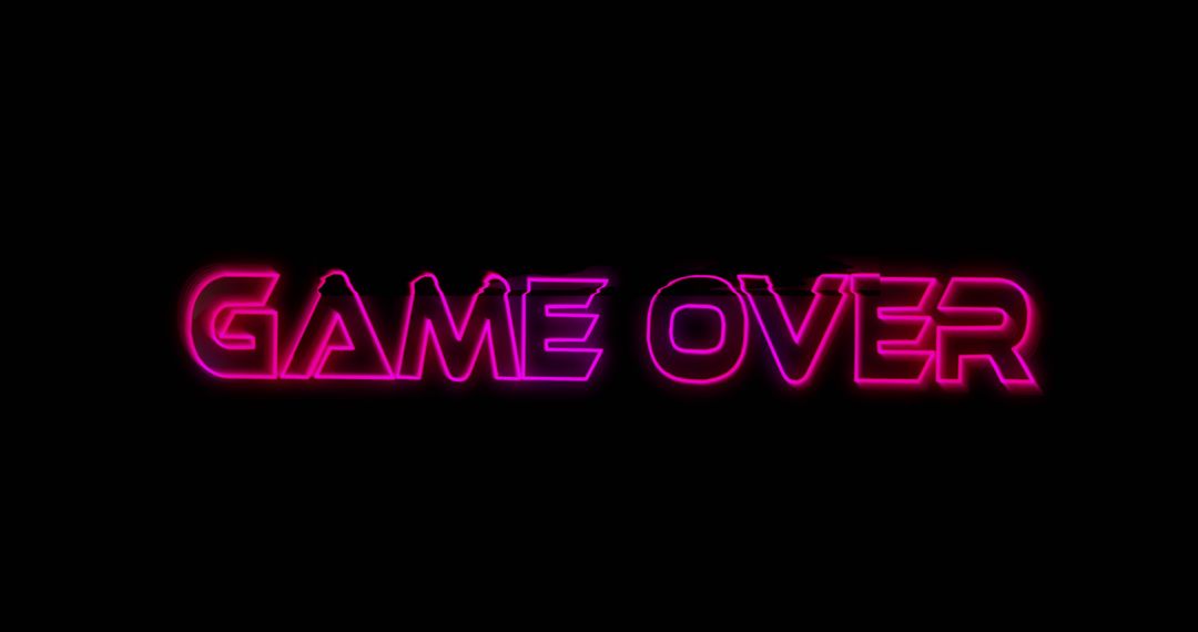 Retro Neon Game Over Text on Black Background