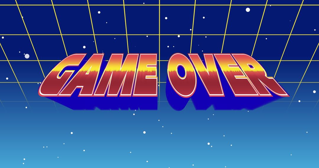 Retro 80s Game Over Screen with Galactic Background