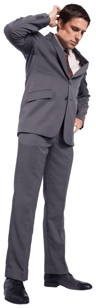 Businessman in Suit Perplexed and Contemplative Transparent Background