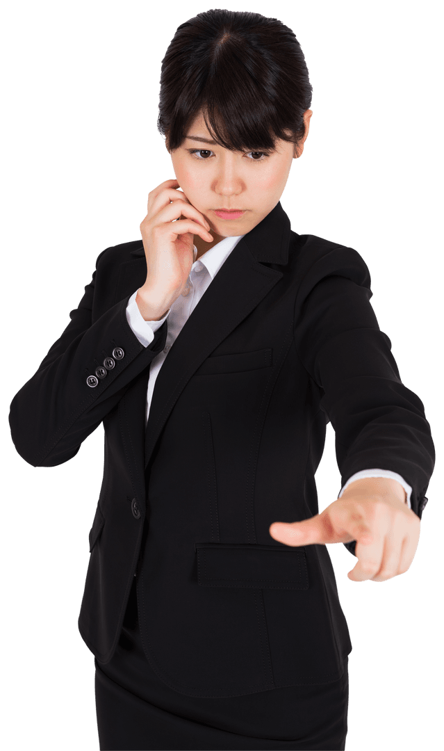 Transparent Background Businesswoman Pointing for Direction Innovation
