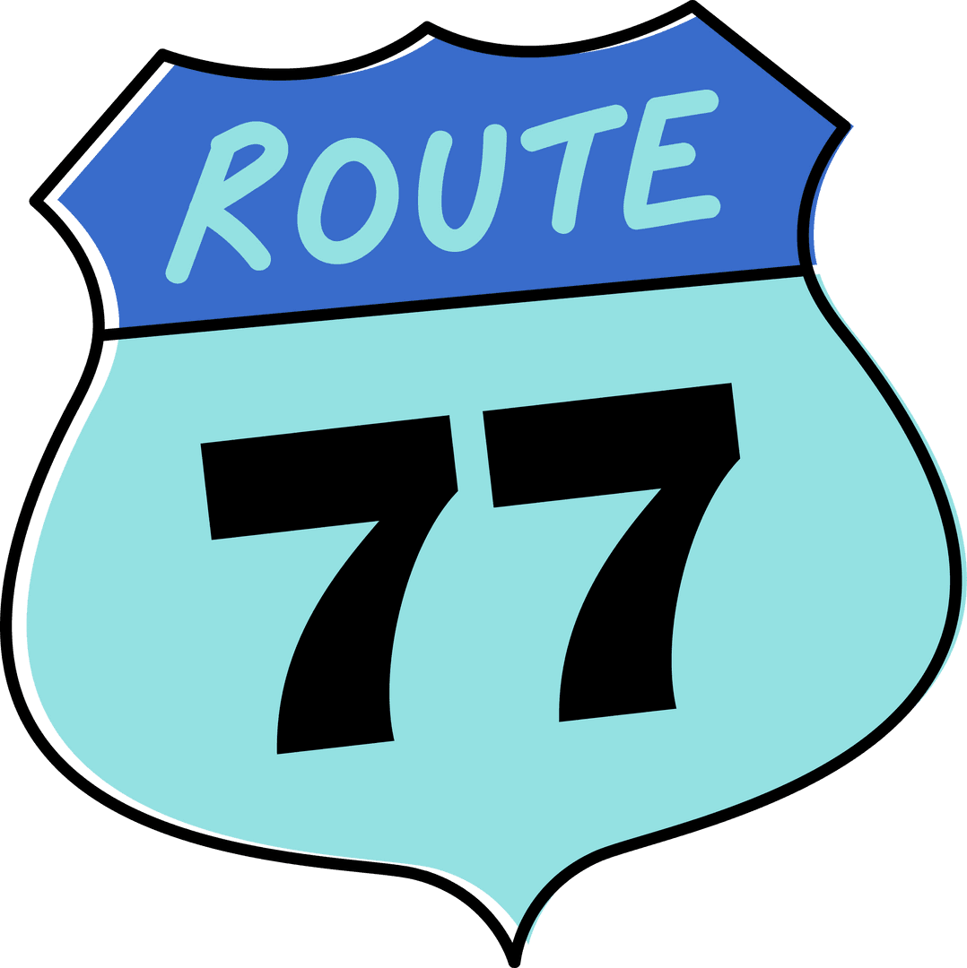 Route 77 Highway Sign on Transparent Background for Navigation Graphics