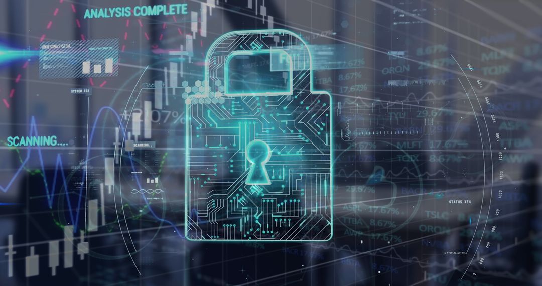 Digital lock with data graphics hologram interface