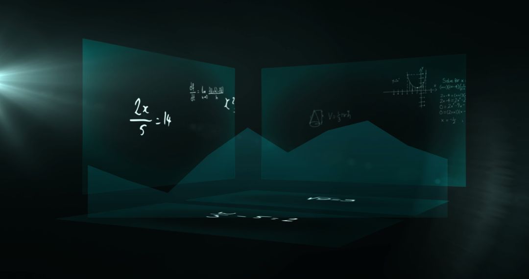 Mathematical Formulas and Equations on Dark Geometric Background
