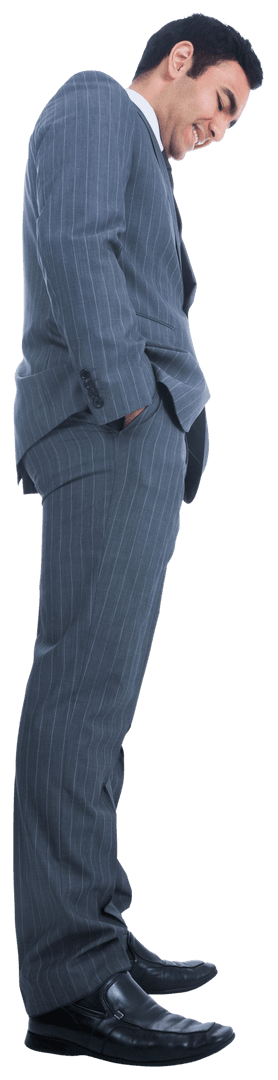 Happy Biracial Businessman Standing Confidently on Transparent Background