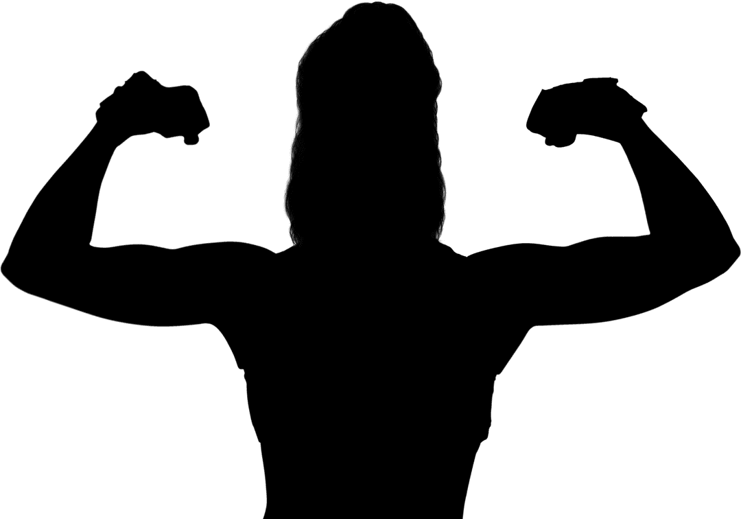 Triumphant Sportswoman Silhouette Transparent Backdrop