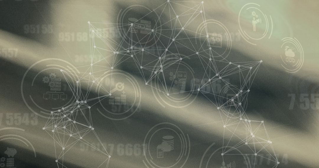 Digital Network Connections with Technology Icons on Blurred Background