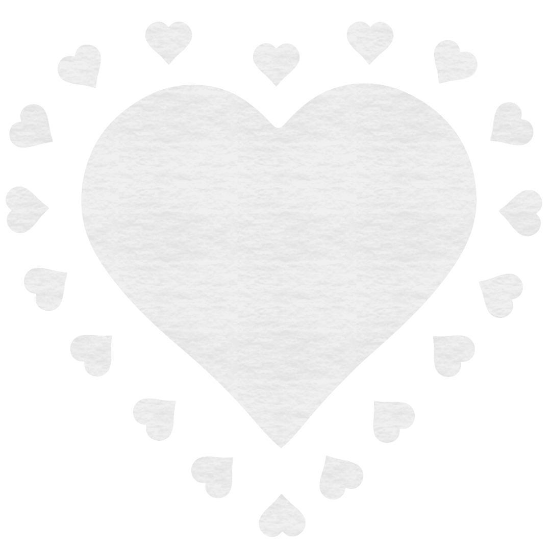 Elegant White Heart With Surrounding Hearts on Transparent Background