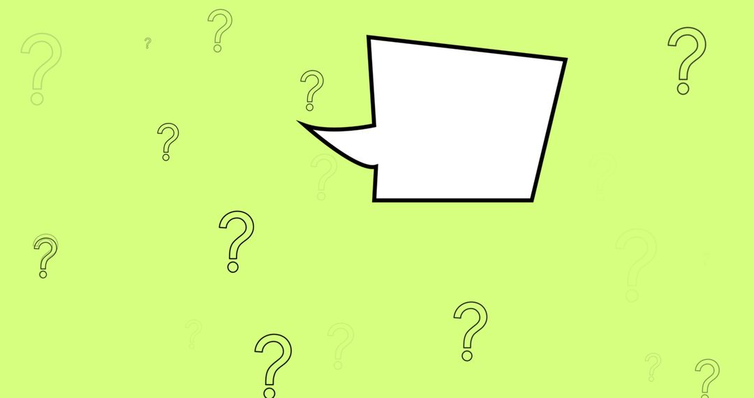Speech Bubble and Question Marks on Green Background Illustrating Queries