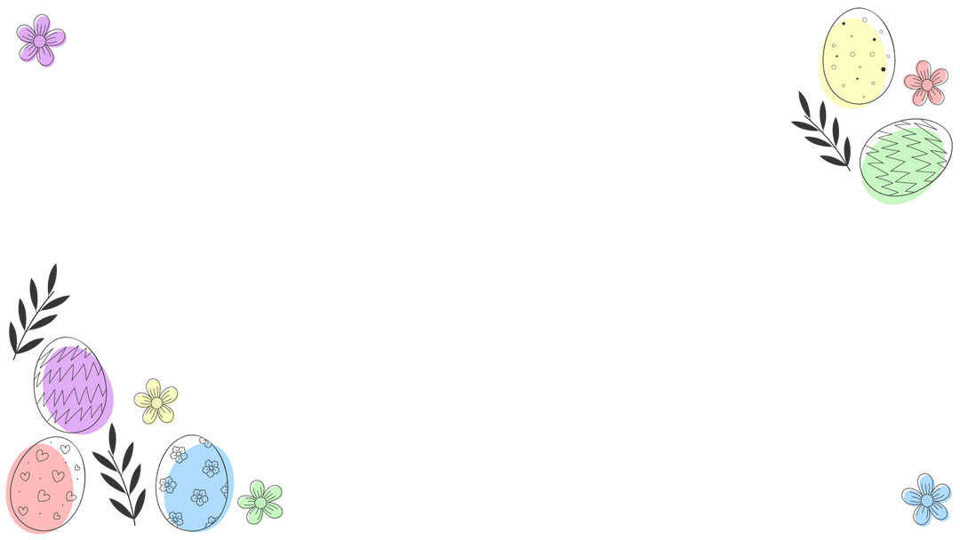 Transparent Easter Egg Border with Pastel Florals