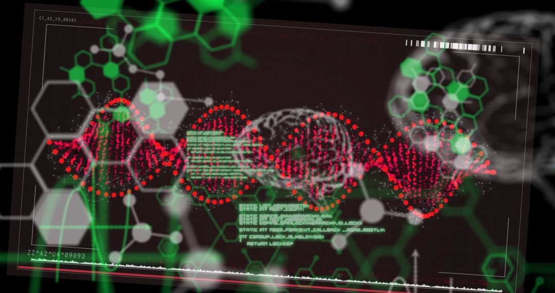 Spinning DNA Strand on Digital Data Processing Interface