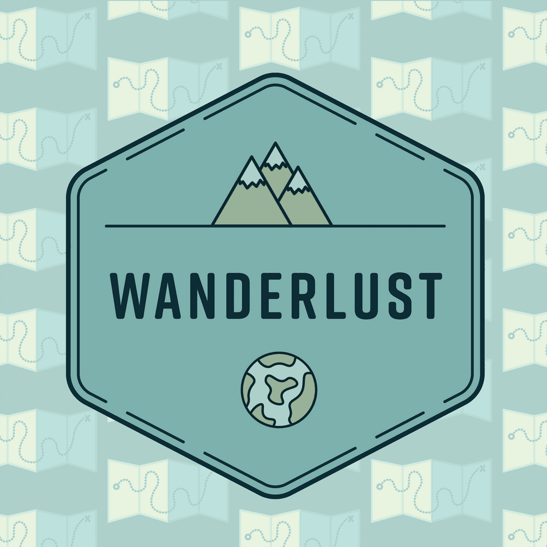 Wanderlust Travel Sign and Pattern on Transparent Background