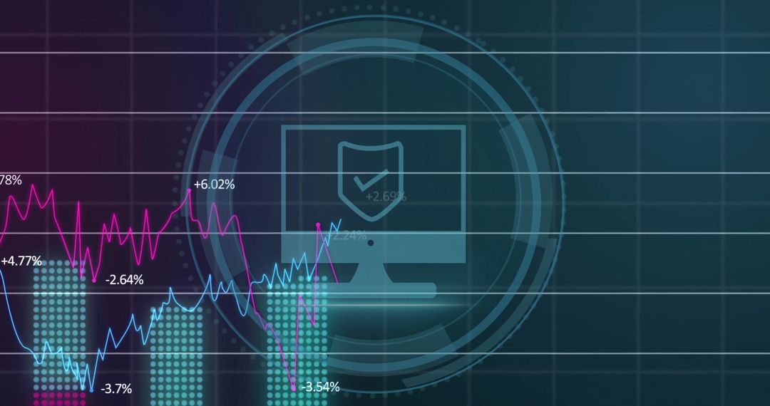 Digital Interface Showing Financial Data with Security Icon