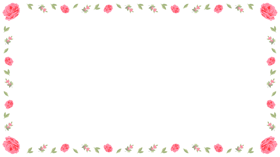 Flat Floral Frame with Pink Roses on Transparent Background