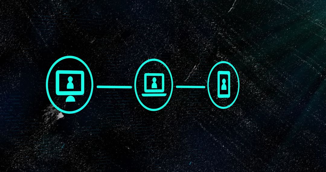 Digital Networking Concept with Connected Devices on Dark Background