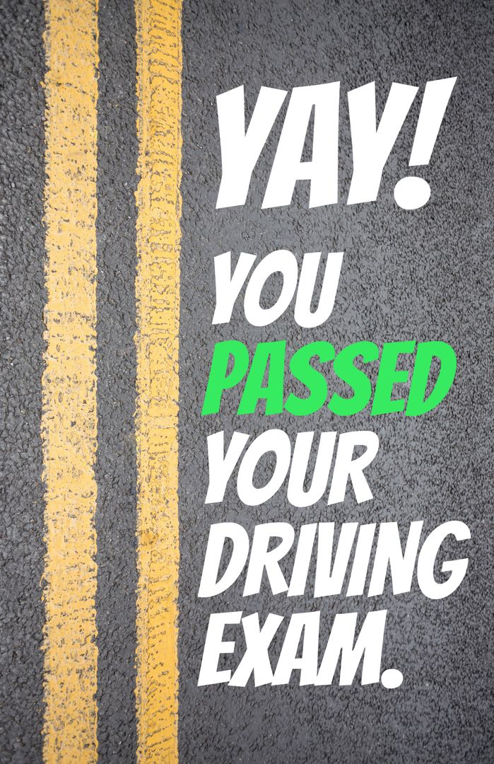 Congratulations on Passing Driving Exam with Road Markings - Download Free Stock Templates Pikwizard.com