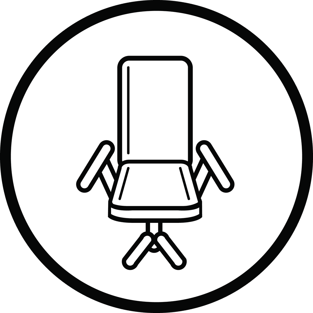 Transparent Office Chair Icon on Circular Background