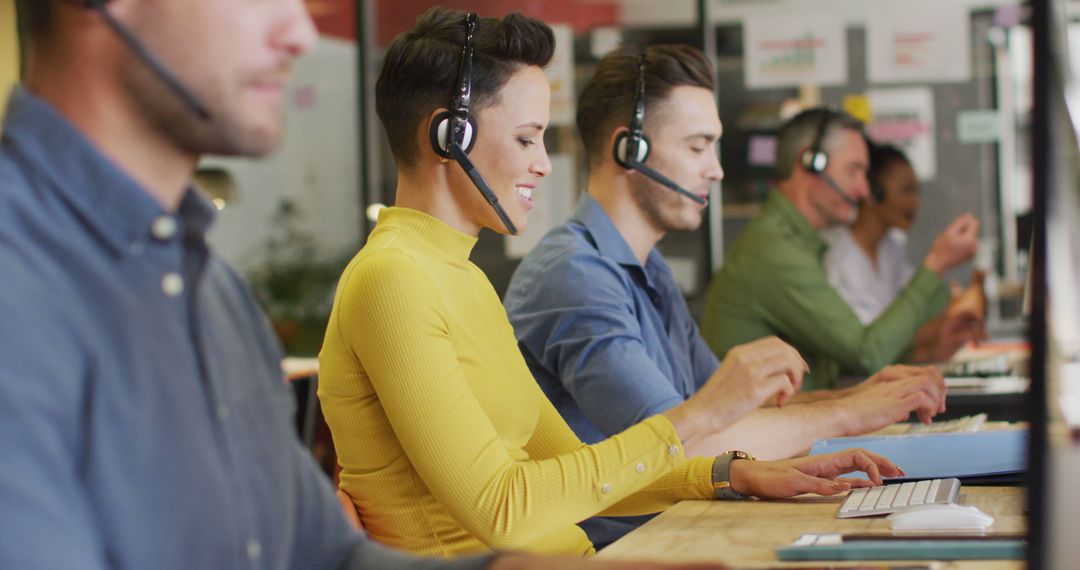 Customer Support Team Answering Calls in Busy Office - Free Images, Stock Photos and Pictures on Pikwizard.com