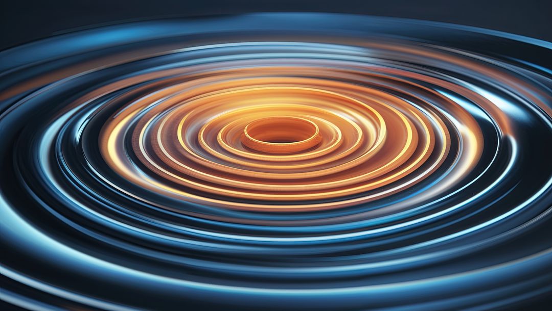 Vibrant Concentric Ripples Blending Blue with Golden Radiance