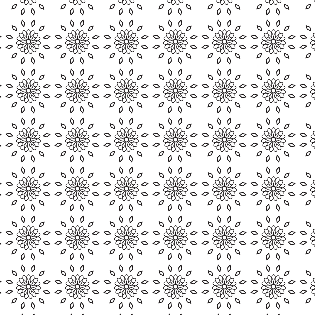 Black Floral Shapes Vector Pattern on Transparent Background