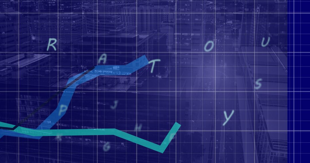 Futuristic Data Graph Overlay on Urban Cityscape