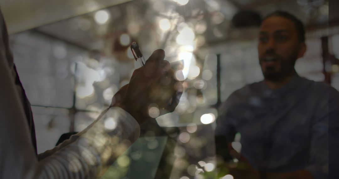 Creative Image with Light Spots and Business Discussion