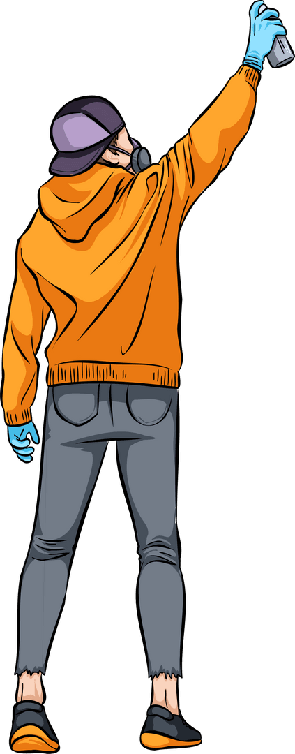 Graffiti Artist Creating Street Art with Transparent Effect