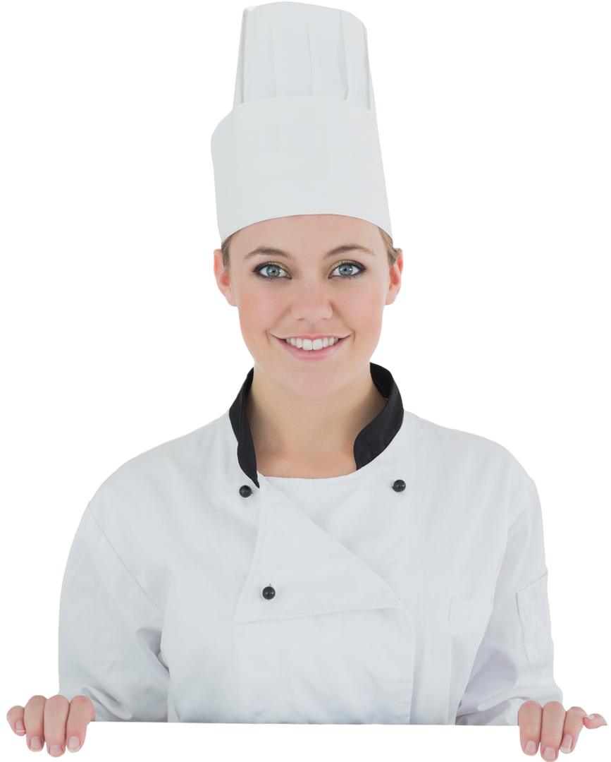 Smiling Chef Holding Blank Card with Transparent Background - Download Free Stock Images Pikwizard.com