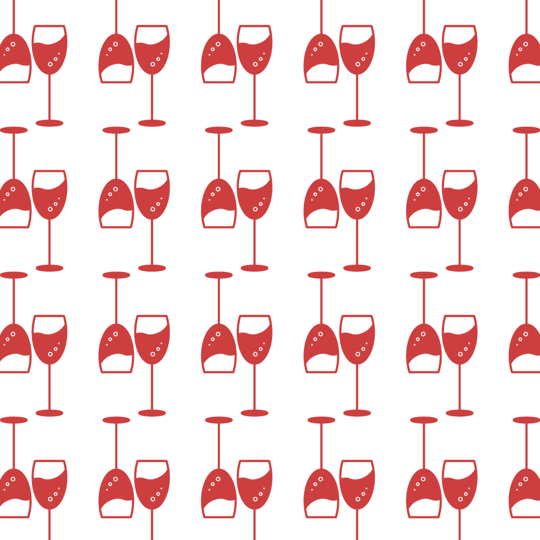 Seamless Red Wine Glass Pattern on Transparent Background