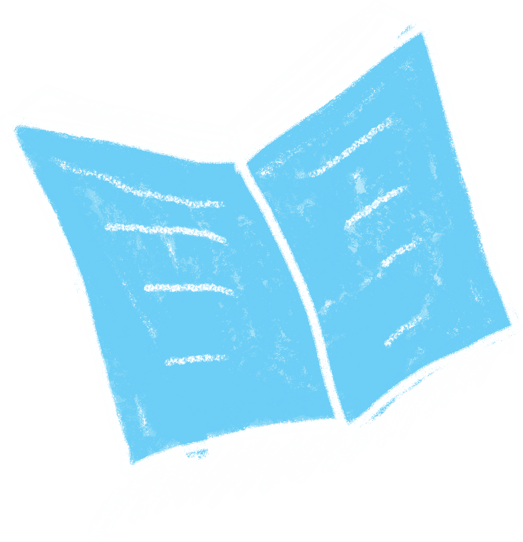 Abstract Chalkboard Sketch of Open Book on Transparent Background