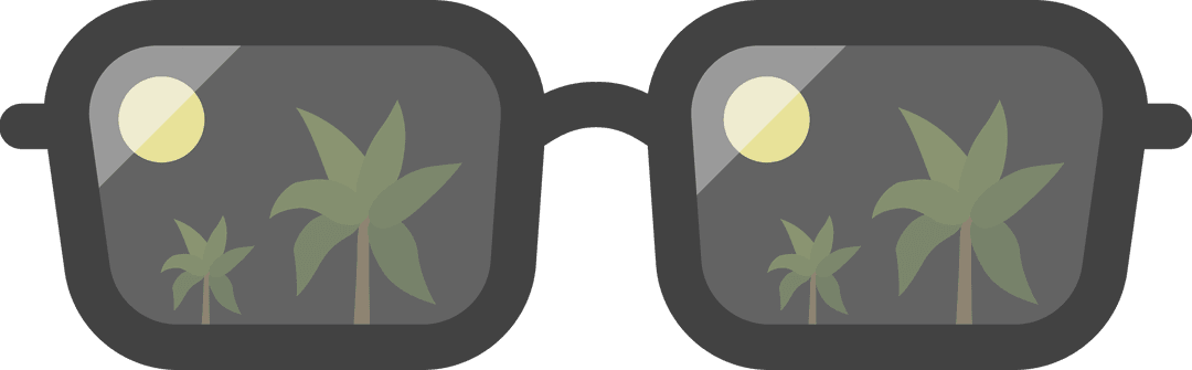 Vacation Reflection Seen Through Sunglasses on Transparent Background