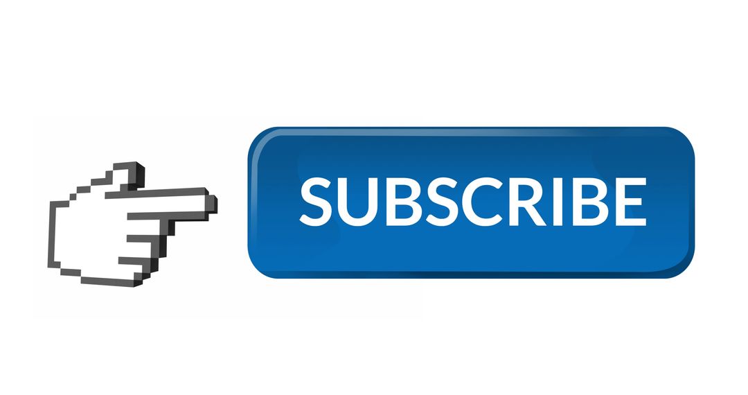 Interactive Blue Subscribe Button with 3D Pointing Hand Icon