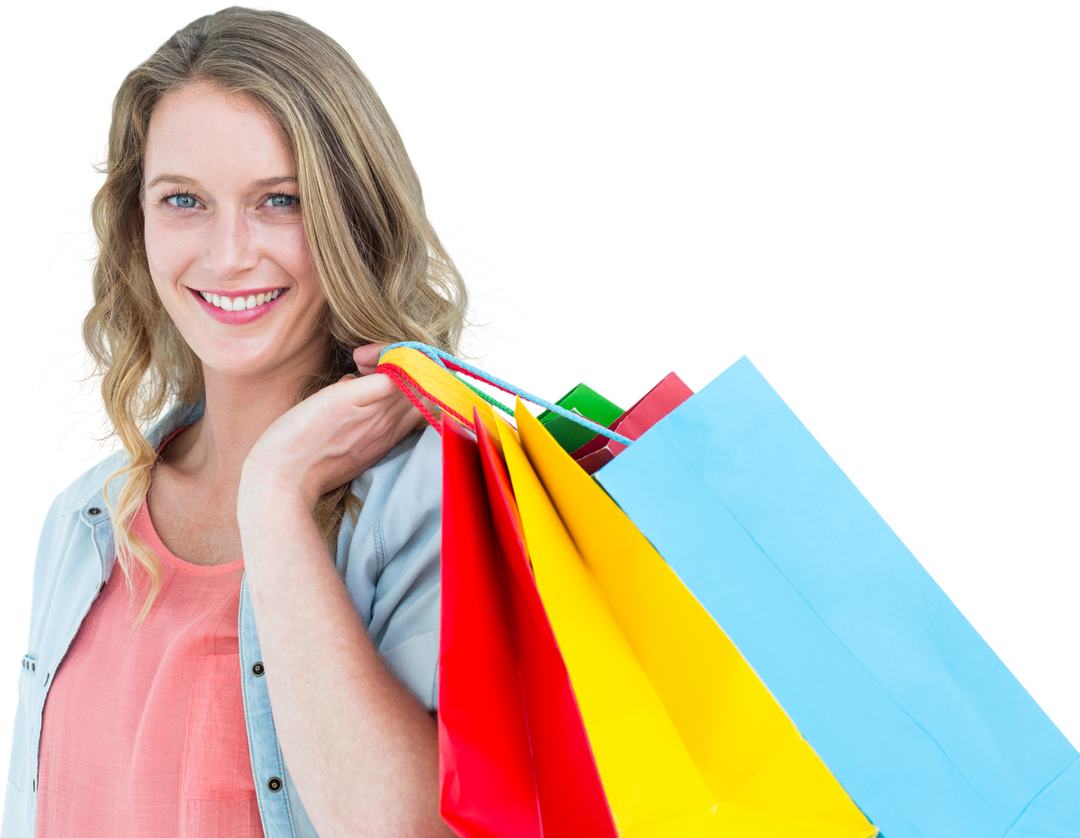 Cheerful Woman Holding Colorful Shopping Bags Transparent Background - Download Free Stock Images Pikwizard.com