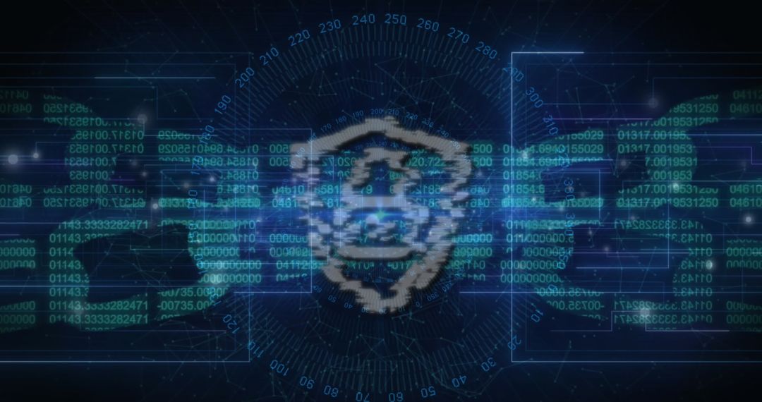 Abstract Cyber Security Network with Digital Lock Symbol