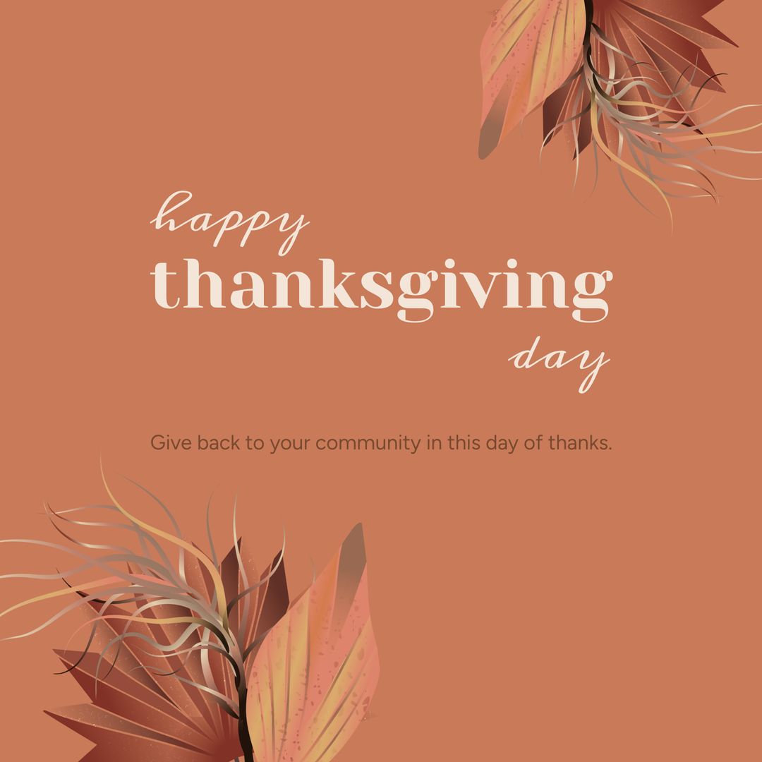 Happy Thanksgiving Day Message with Autumn Leaves