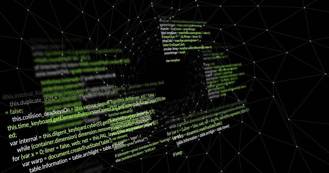 Abstract 3D Code with Digital Mesh Network Background